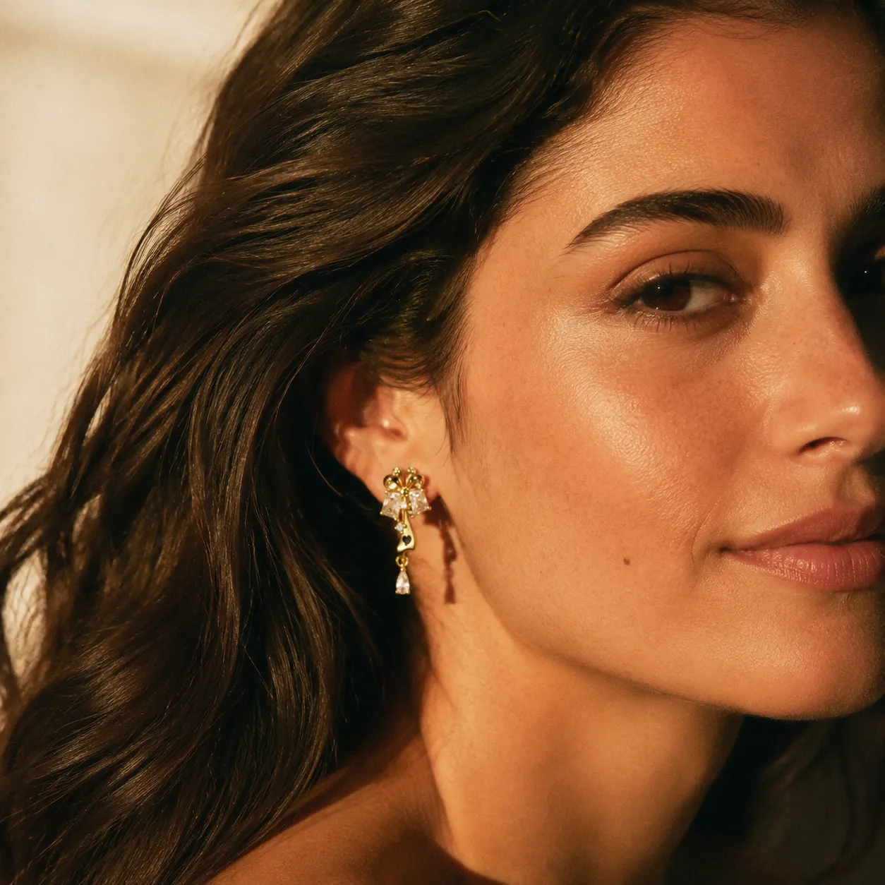 Zircon Bow Drop Earrings