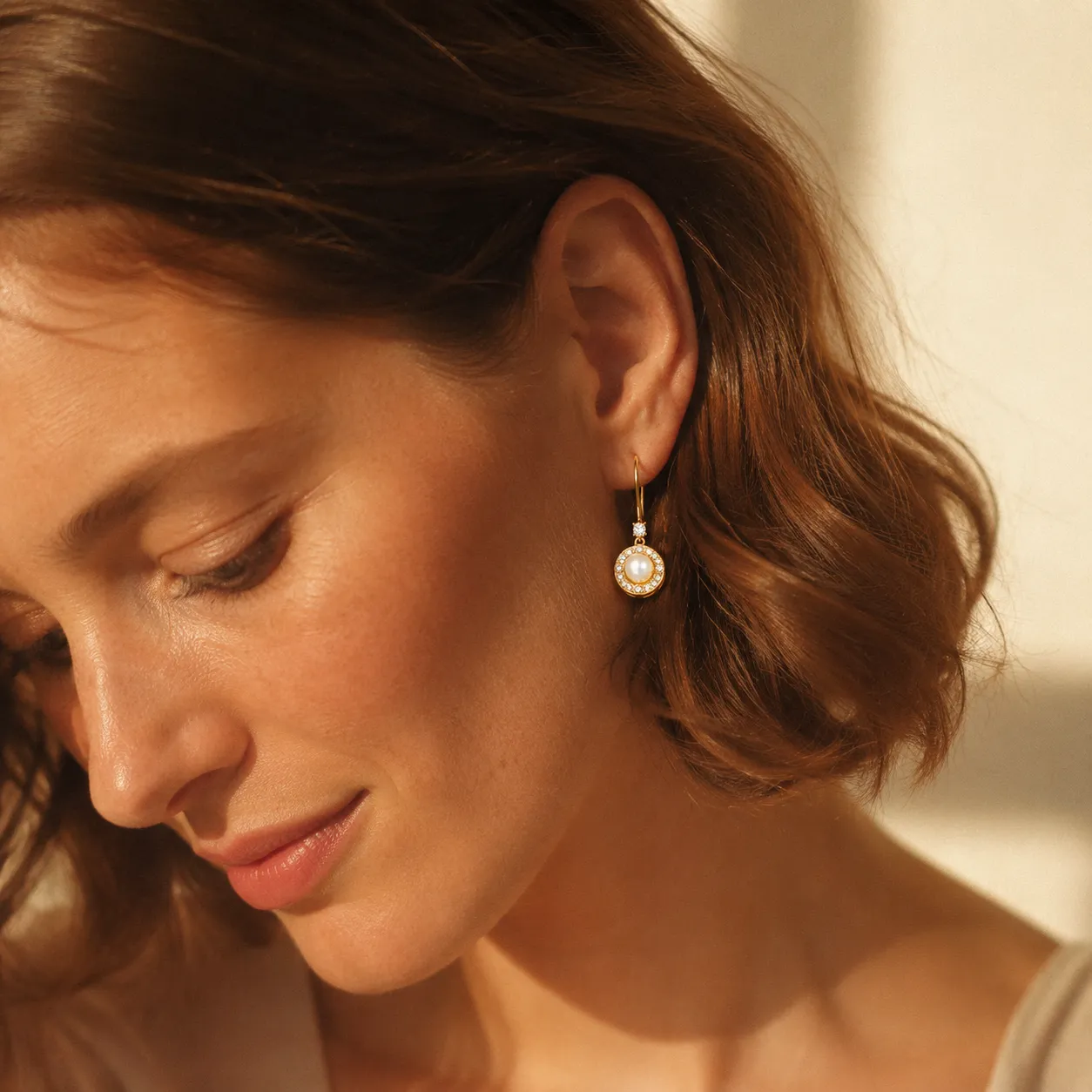 Pearl Star Halo Hook Earrings