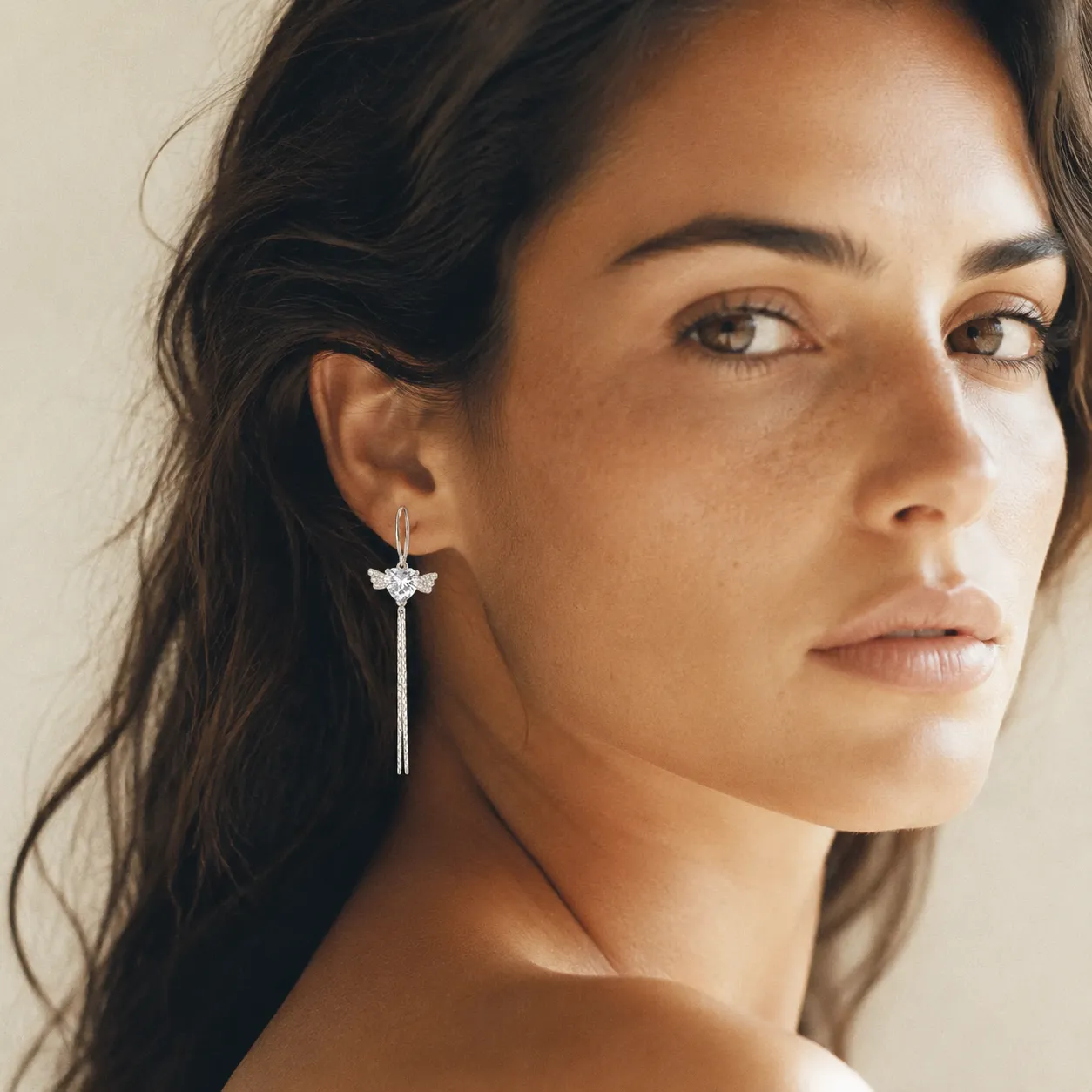 Heart Wing Tassel Drop Earrings