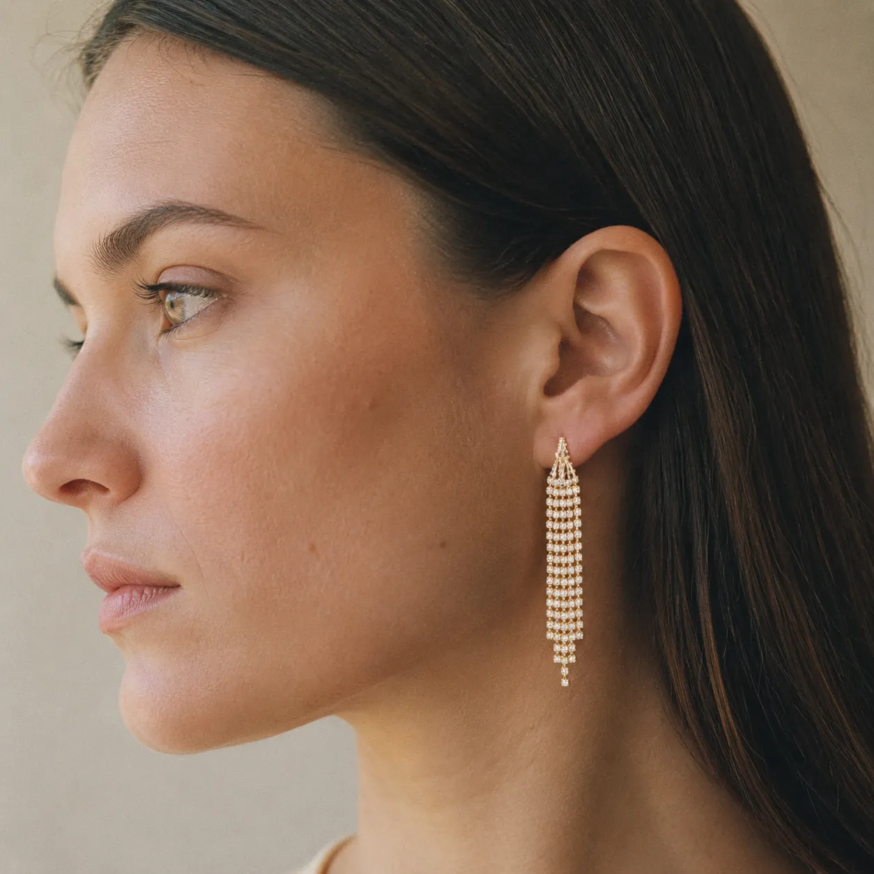 Zircon Pavé Tassel Drop Earrings