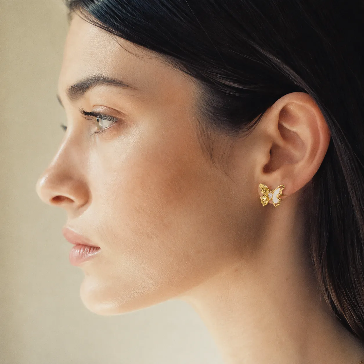 Gold Mother-of-Pearl Butterfly Studs