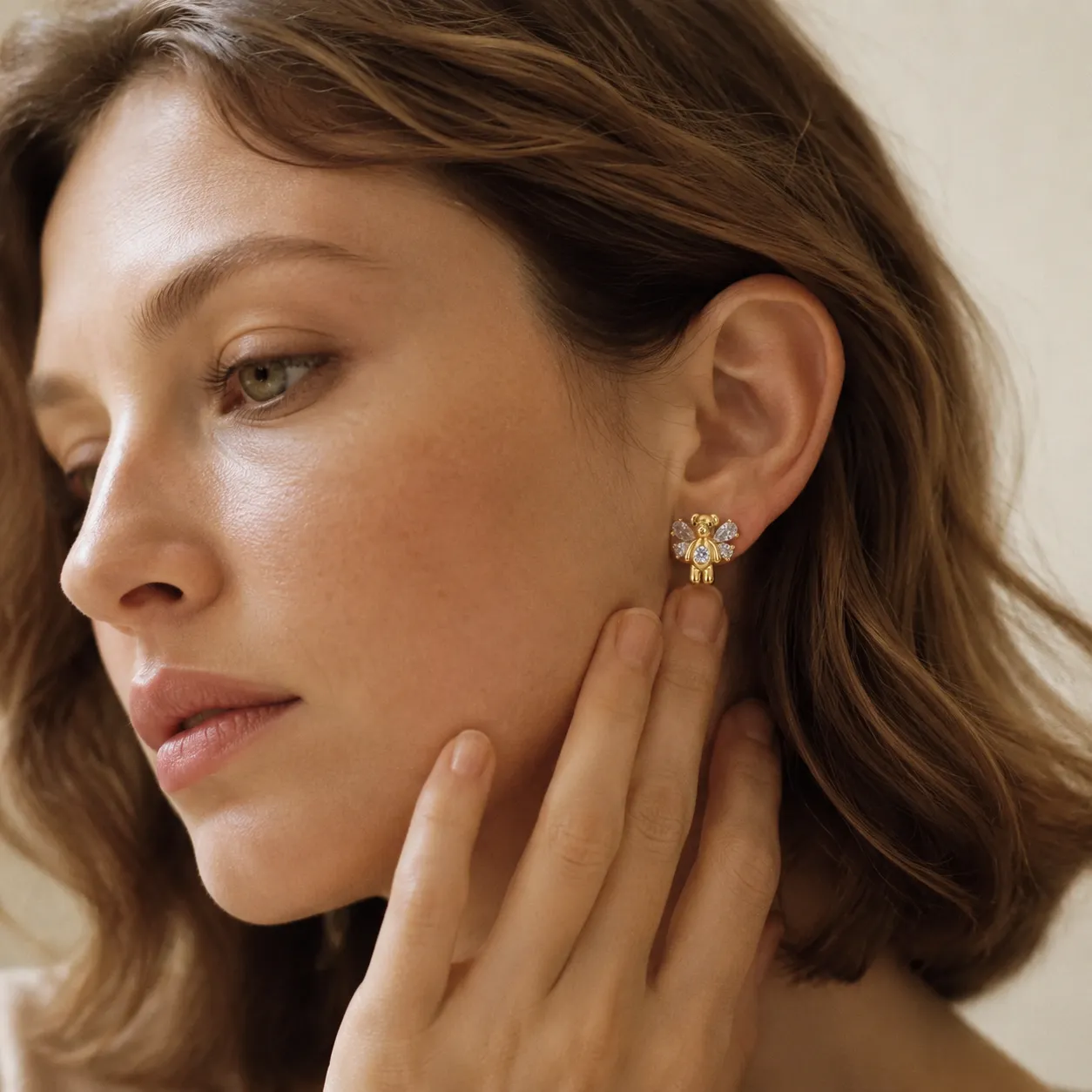 Angel Bear Crystal Studs