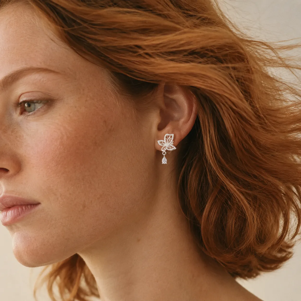 Openwork Butterfly Zircon Studs