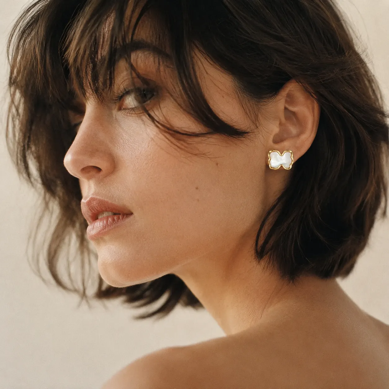 Mother-of-Pearl Bear Studs