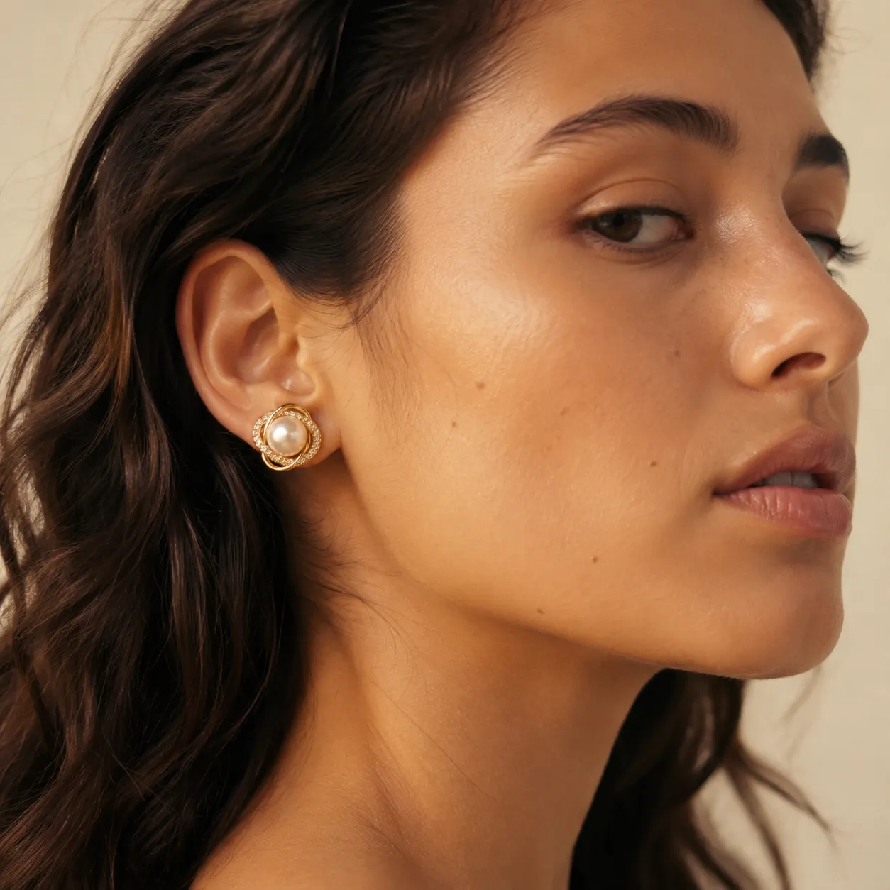 Twisted Zircon Pearl Studs