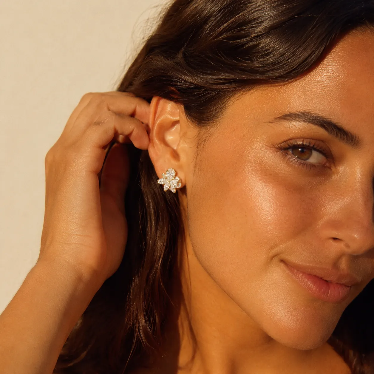 Three-Leaf Drop Zircon Studs
