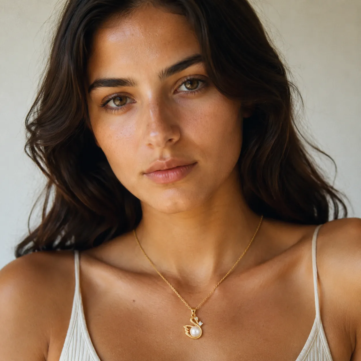 Collana Cigno Perla Zircone
