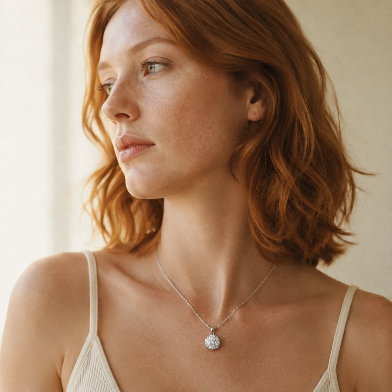 Zircon Sphere Pendant Necklace