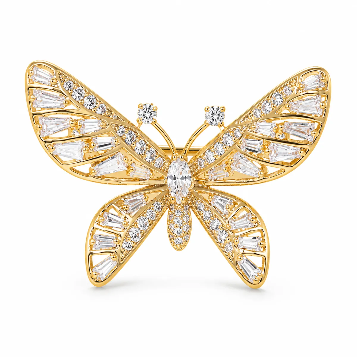 Gold Butterfly Crystal Brooch