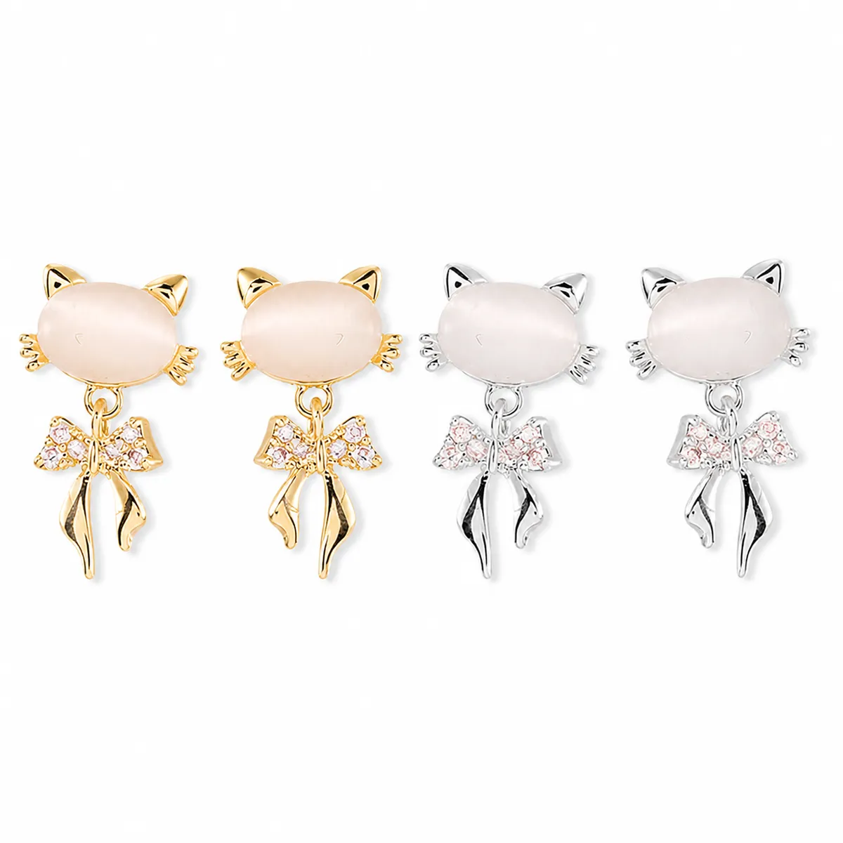 Cat's-Eye Cat Drop Earrings