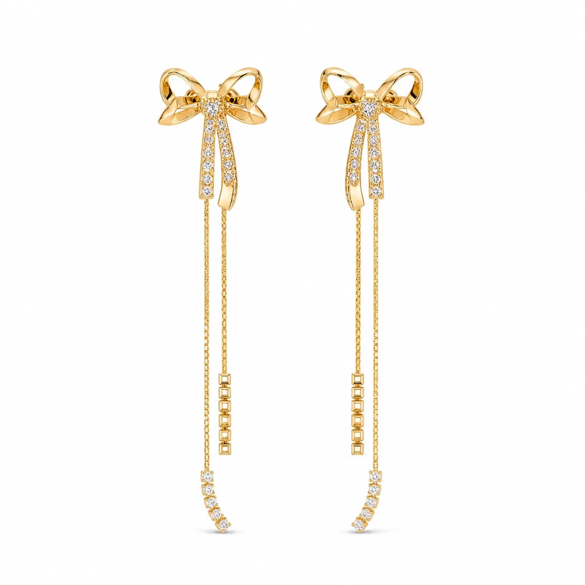 Bow Tassel Long Earrings