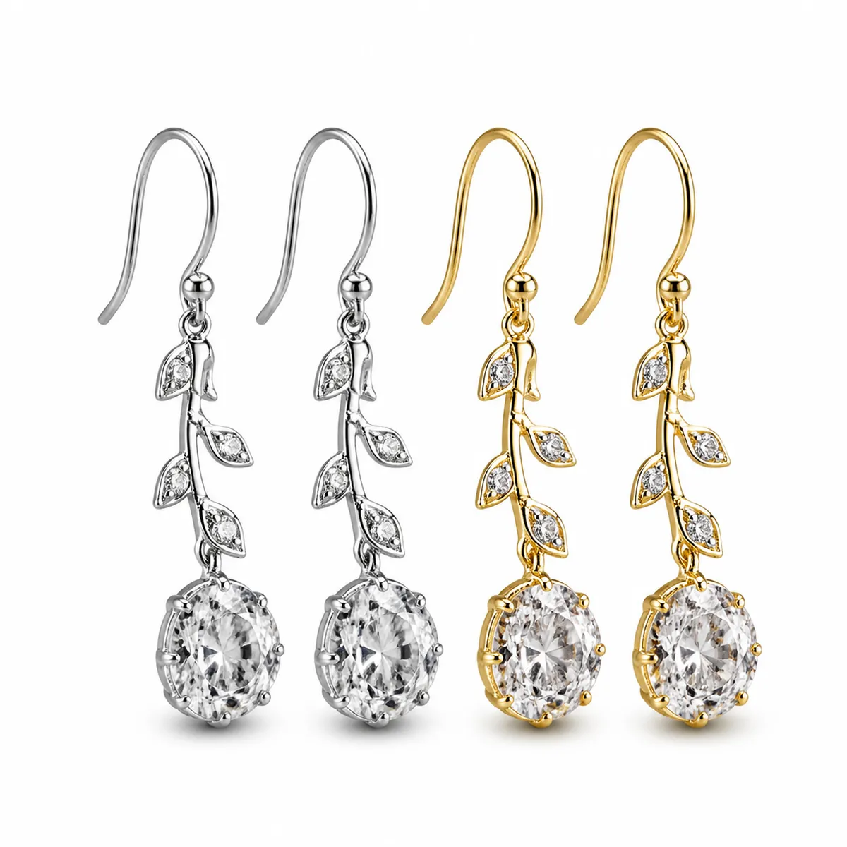 Zircon Tulip Vine Drop Earrings