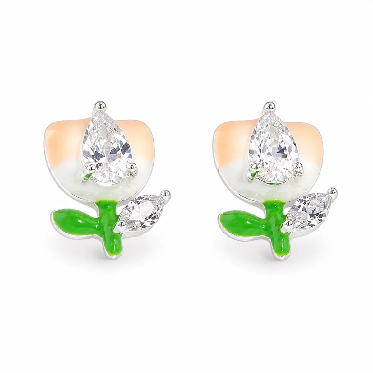 Peach Drop Zircon Studs