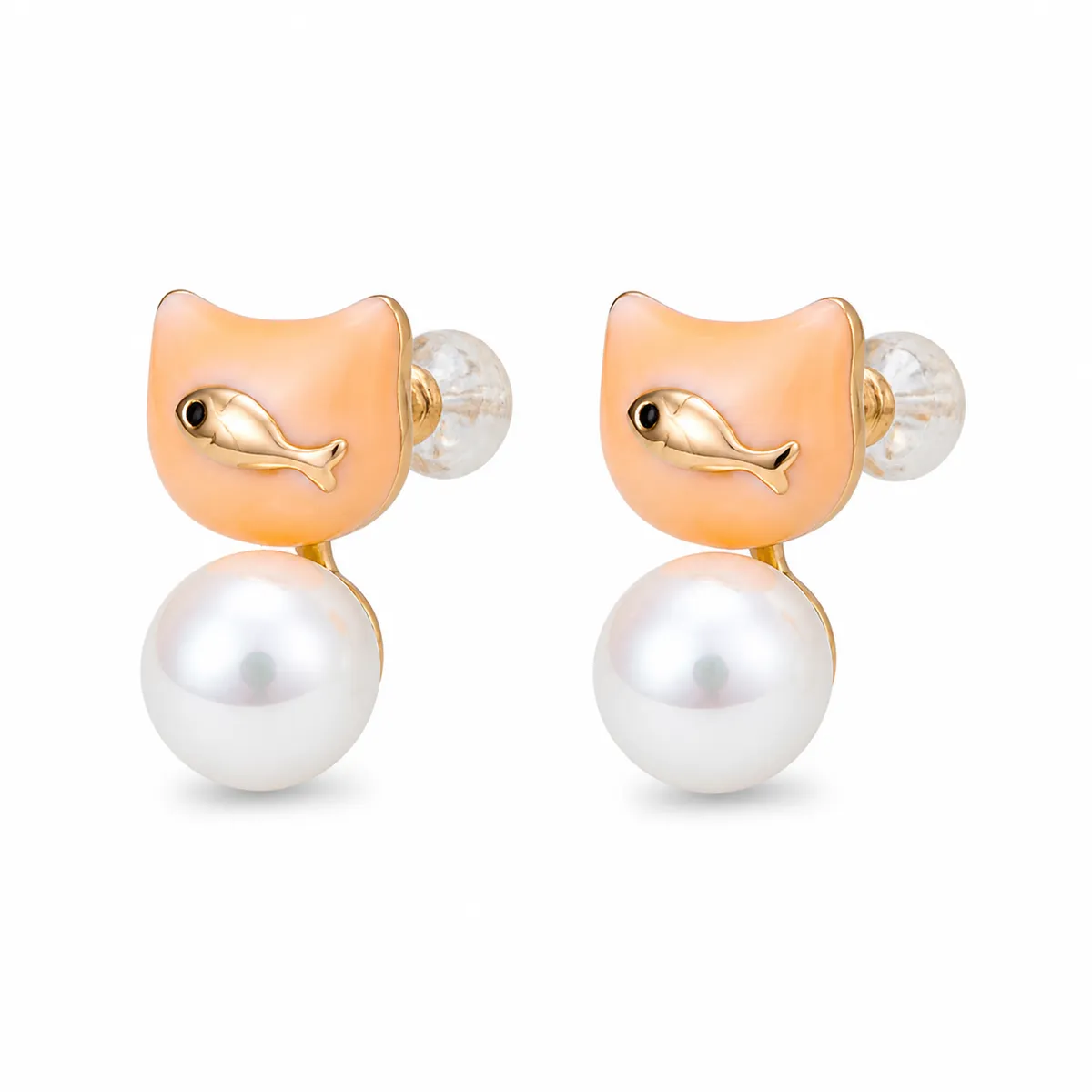 Cartoon Cat Pearl Studs