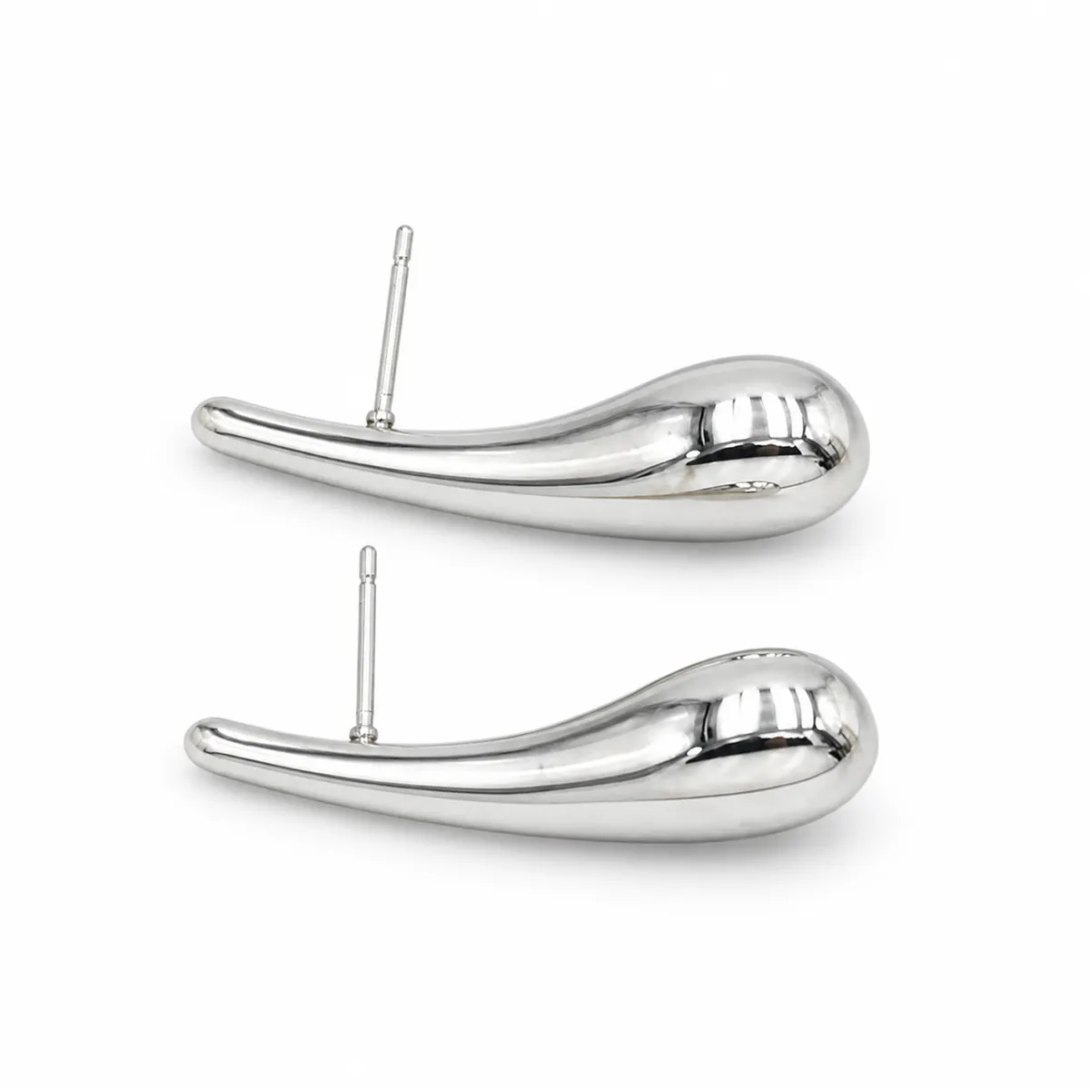 Silver Teardrop Hook Earrings