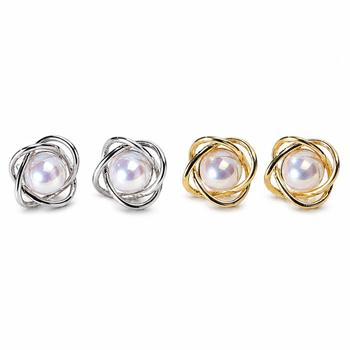 Wrapped Pearl Rose Studs