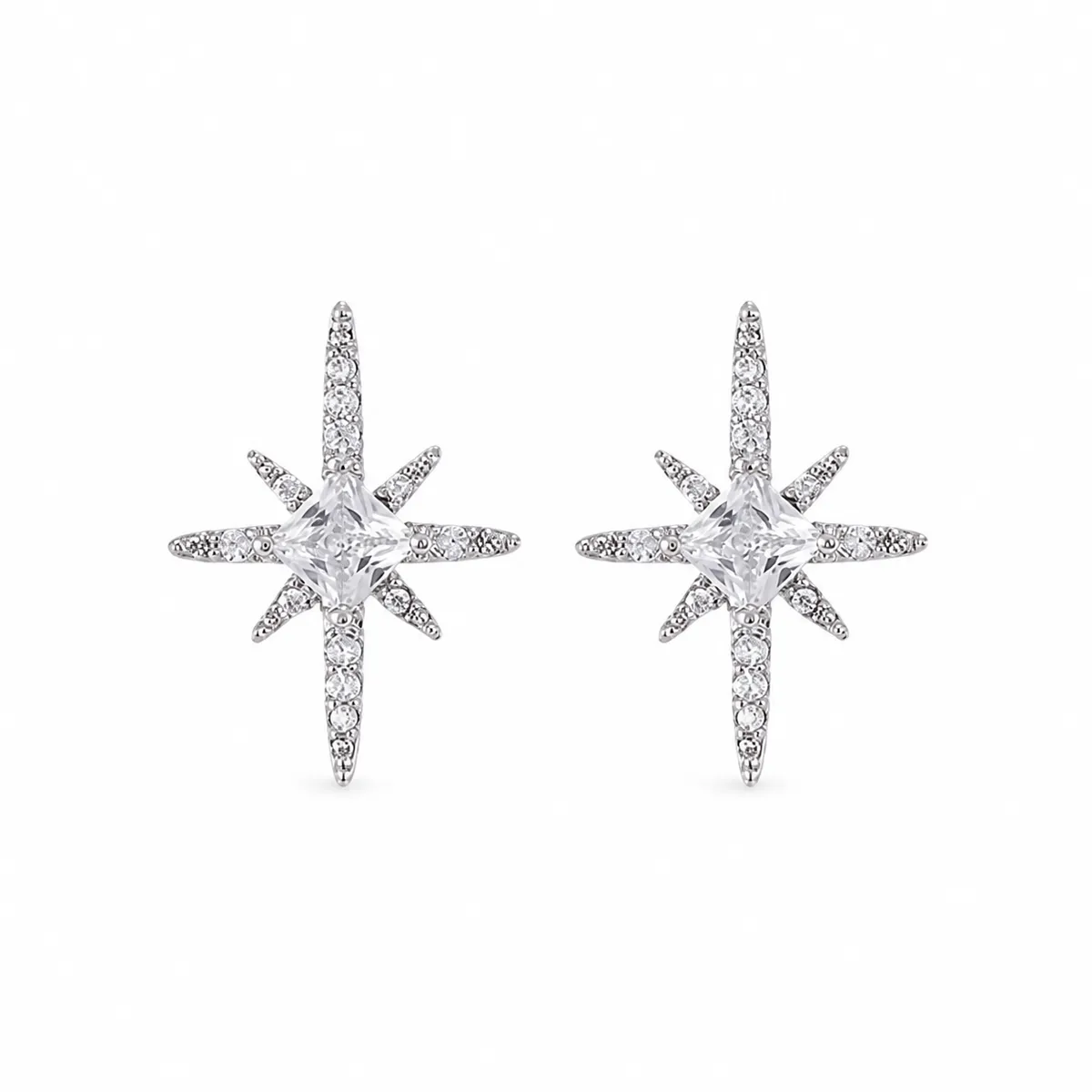 Zircon Eight-Point Star Studs