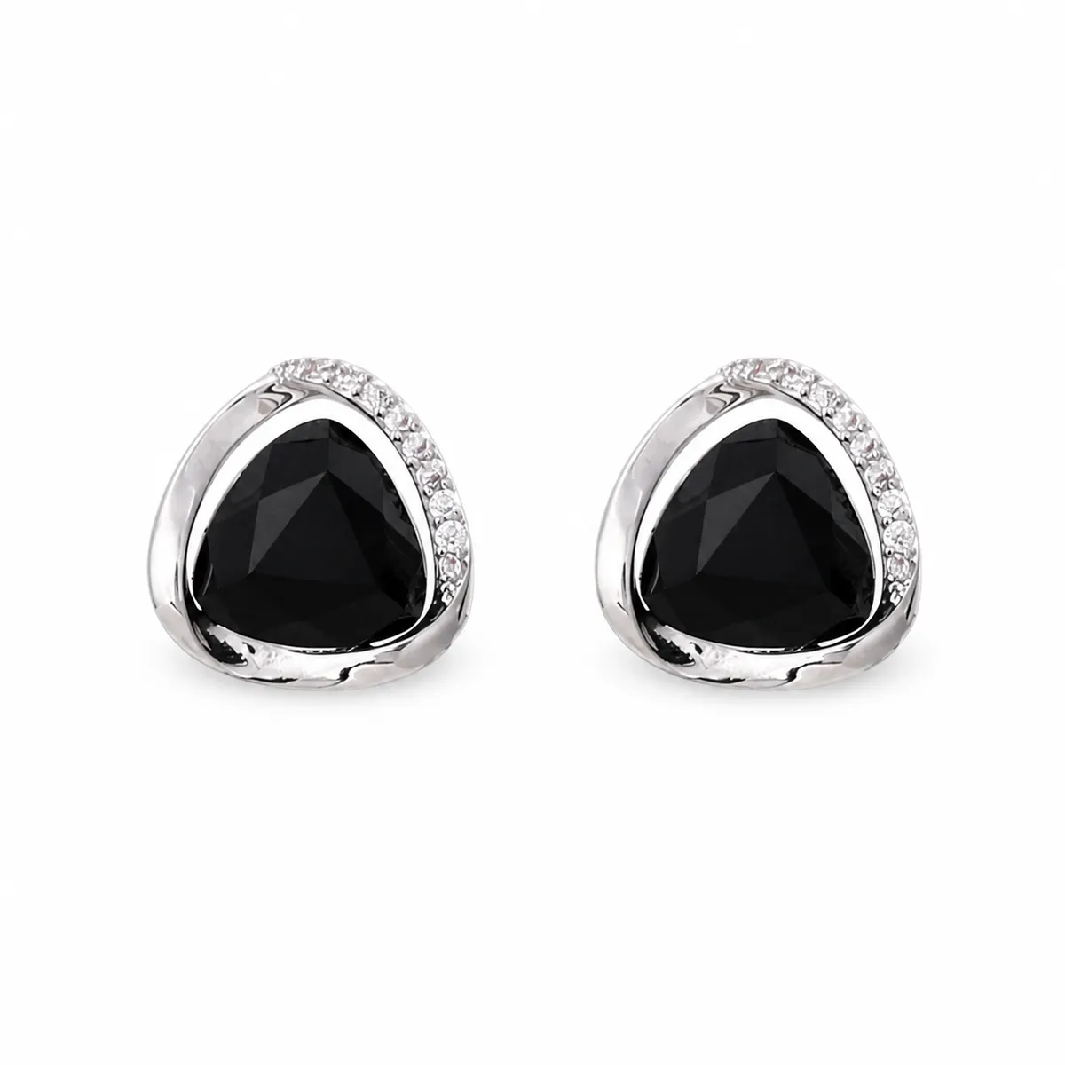 Black Trillion Zircon Studs