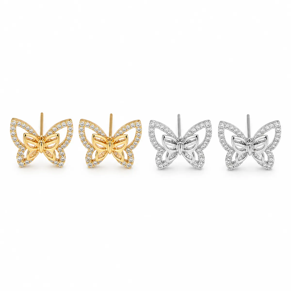 Openwork Zircon Butterfly Studs