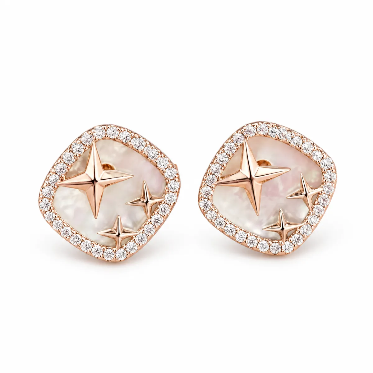 Mother-of-Pearl Star Square Studs