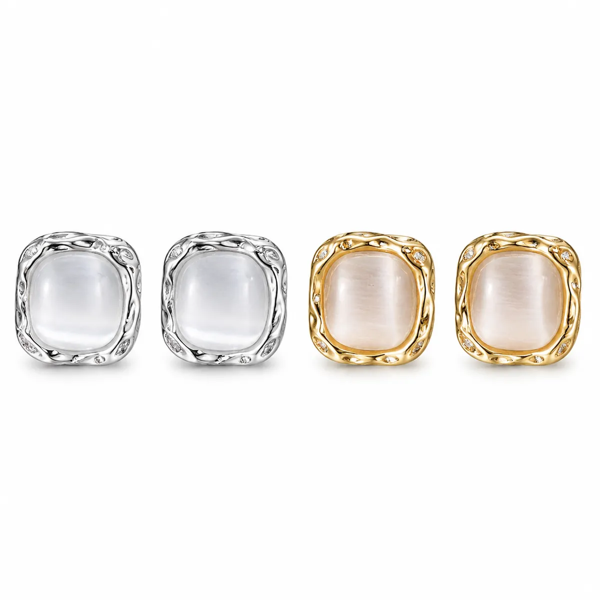 Square Cat's-Eye Studs