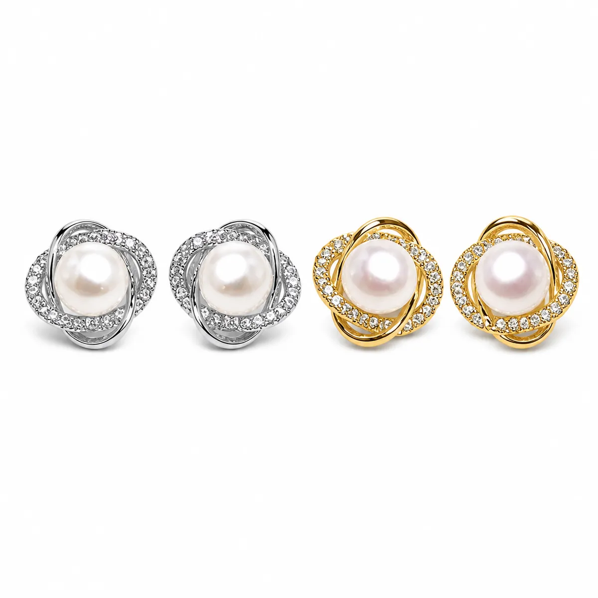 Twisted Zircon Pearl Studs