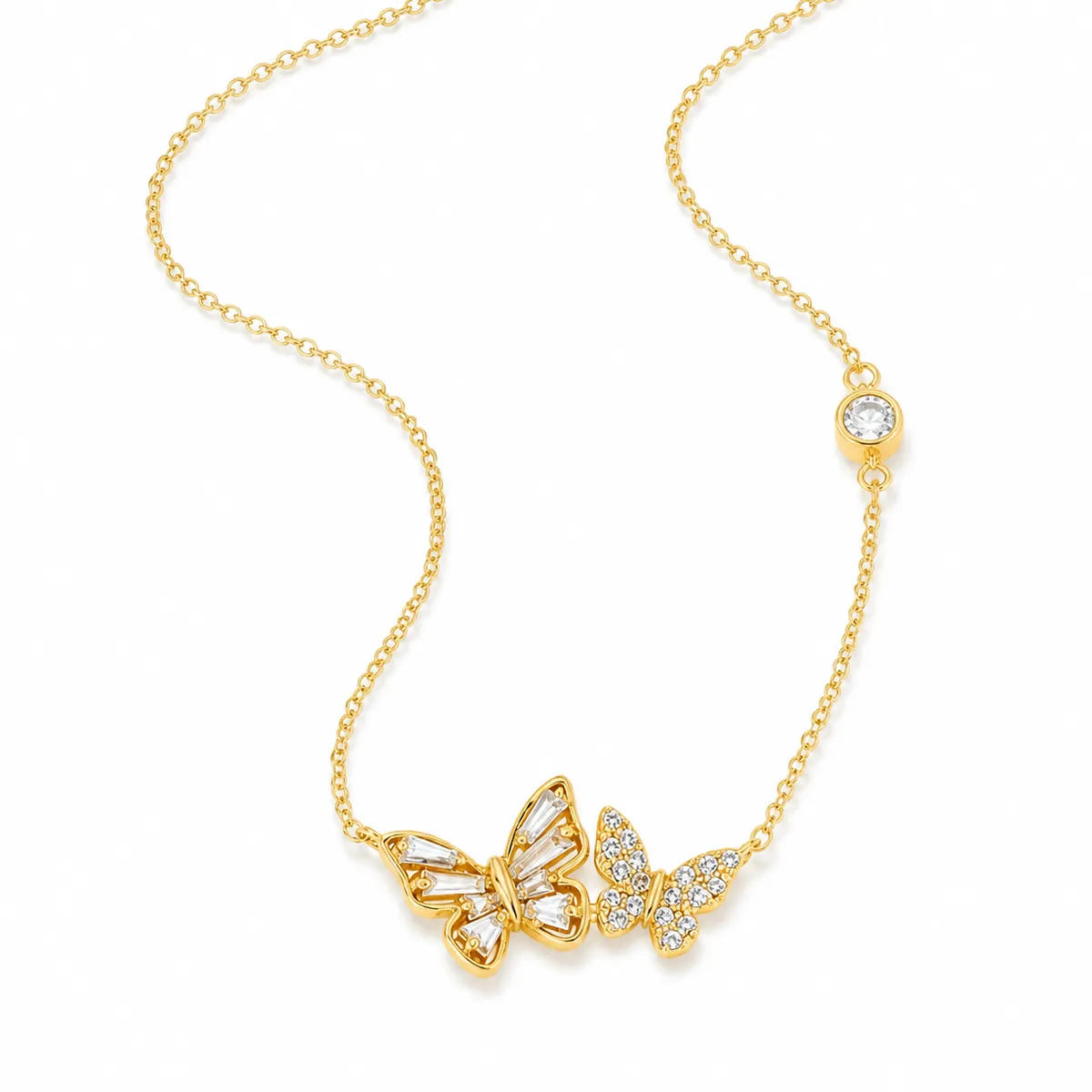 Sparkling Double Butterfly Necklace