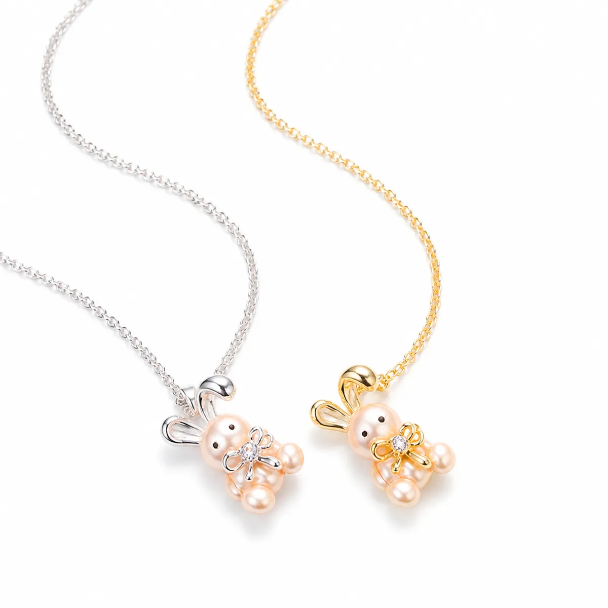 Cute Pearl Bunny Zircon Necklace