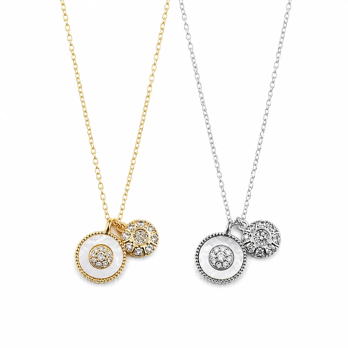 Mother-of-Pearl Double Disc Necklace