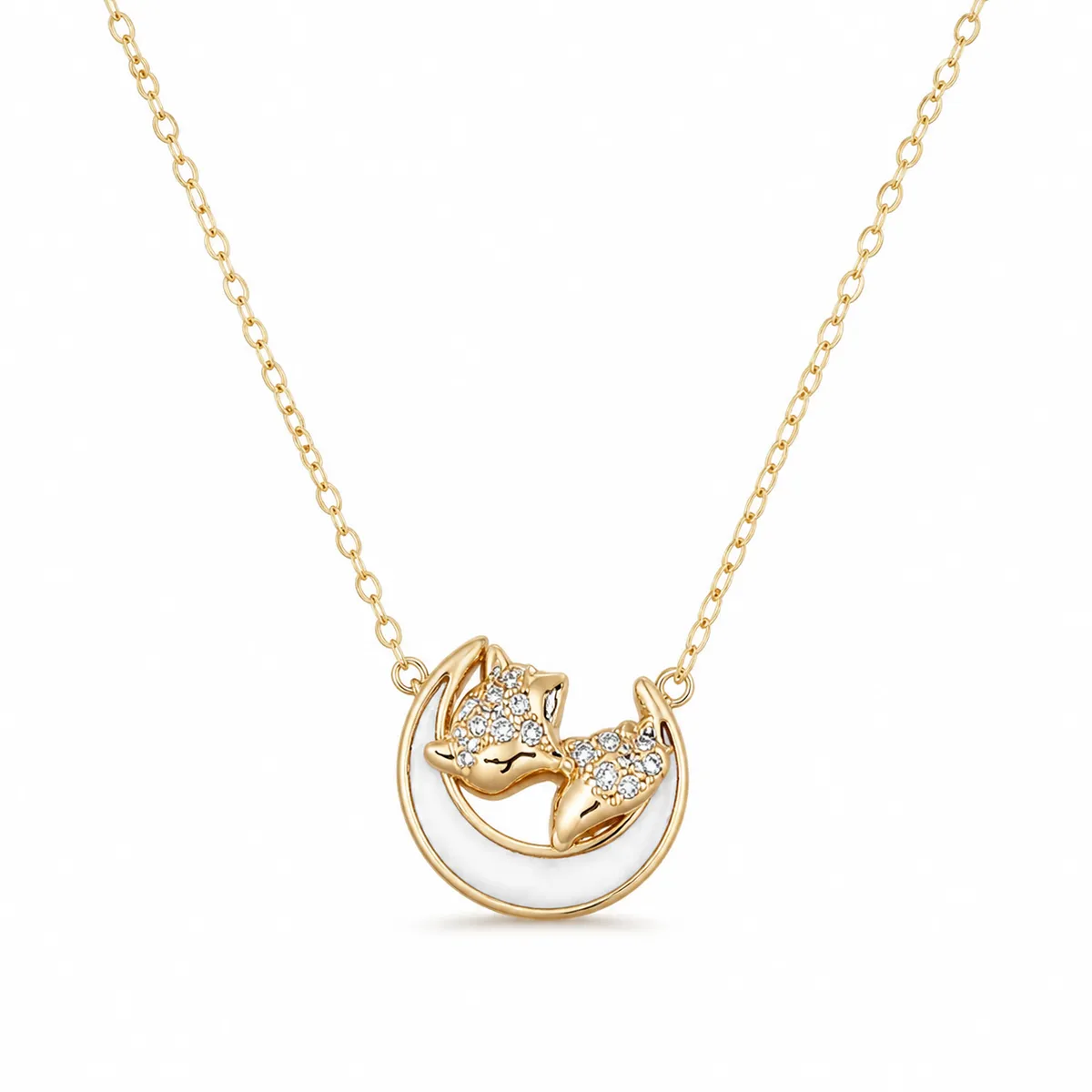 Gold Moon Fox Necklace