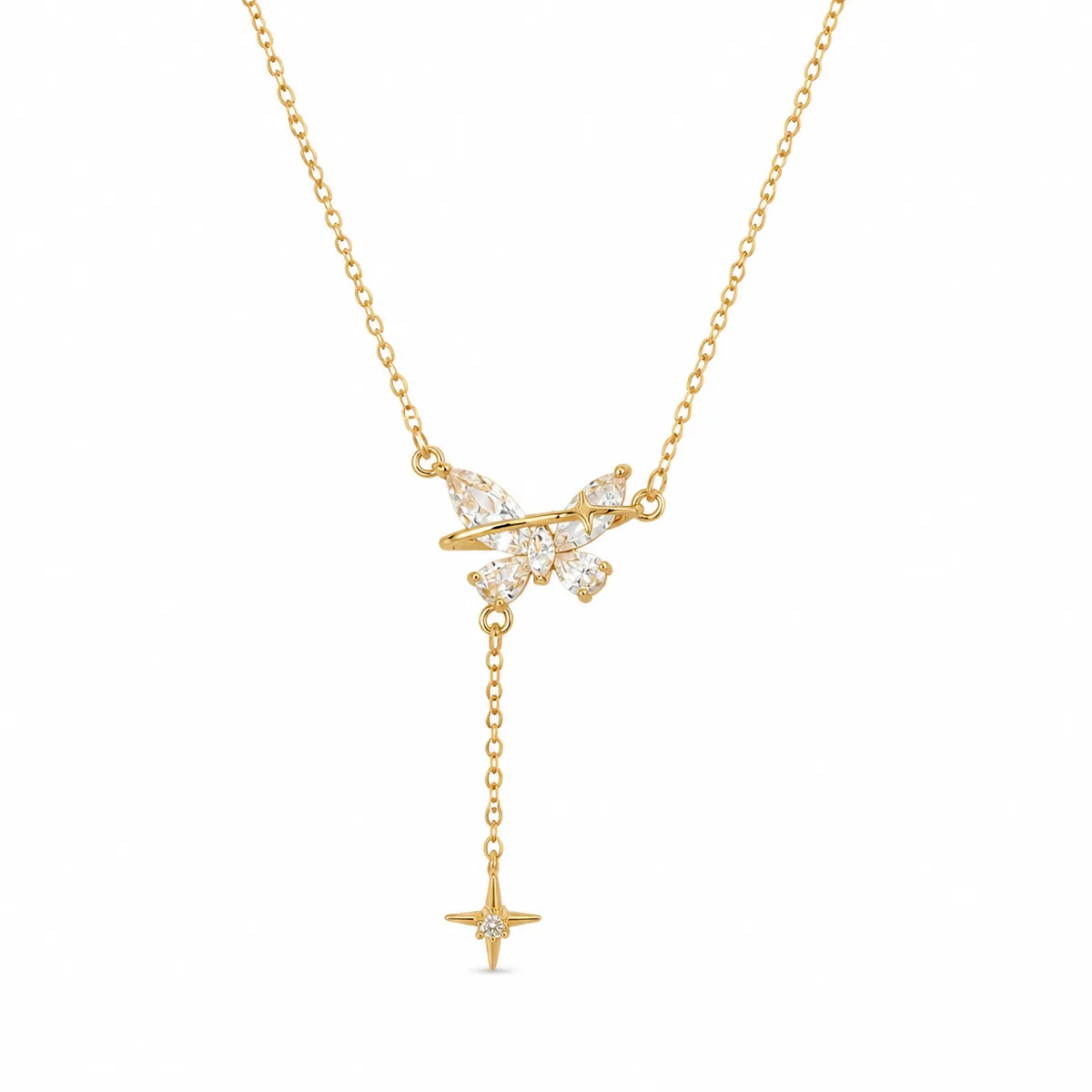 Zircon Butterfly Star Necklace