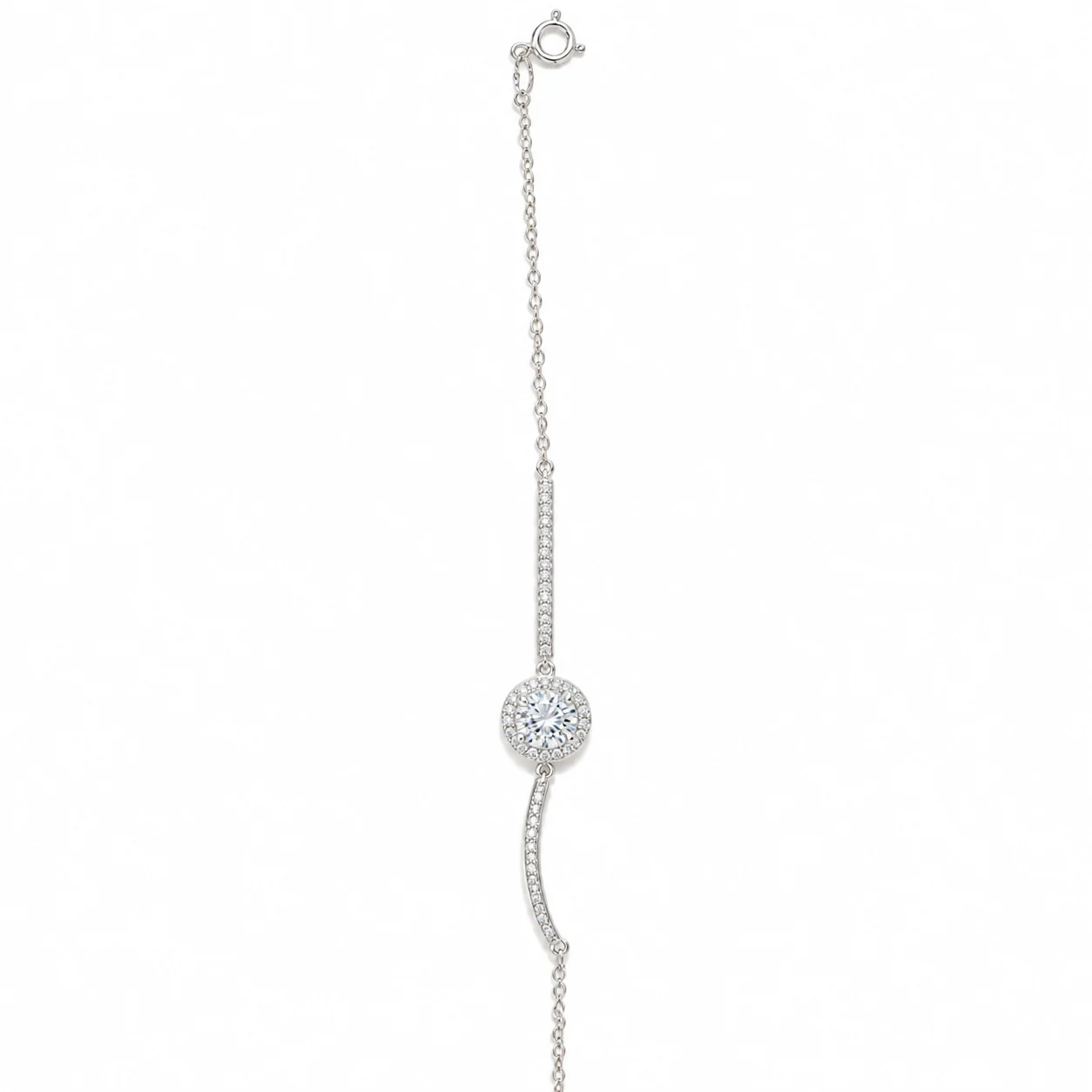Silver-tone Chain Bracelet with Round Halo Detail · YSM-3384R-01580
