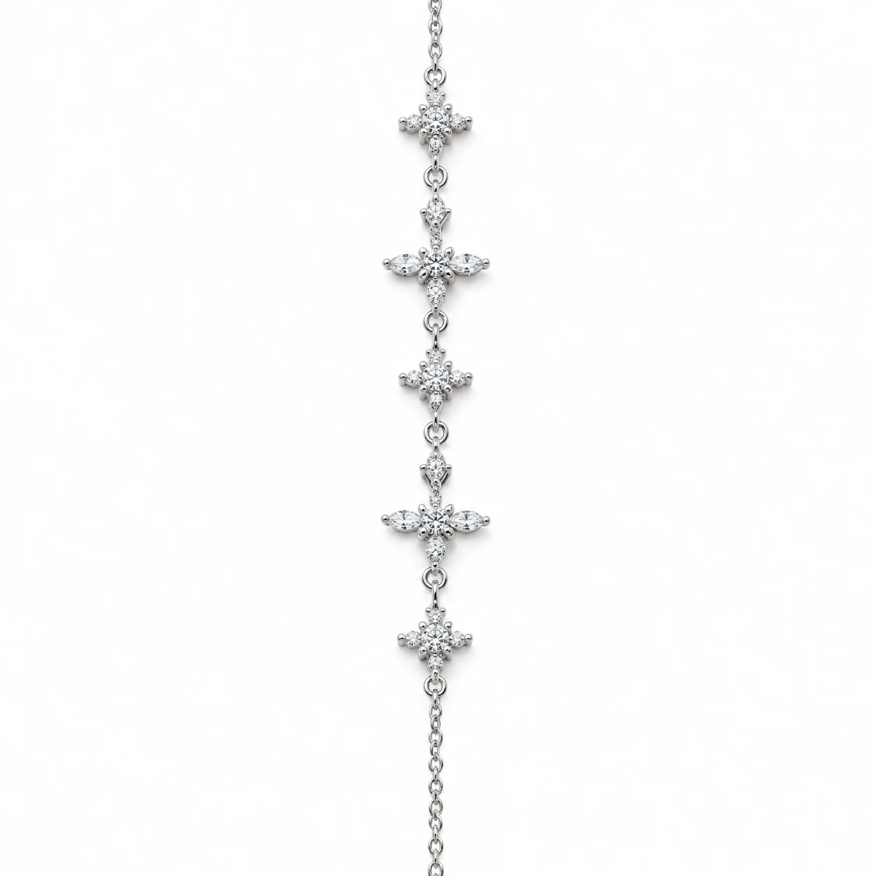 Silver-tone chain bracelet with clear accents and cross motifs · YSM-4143R-01940