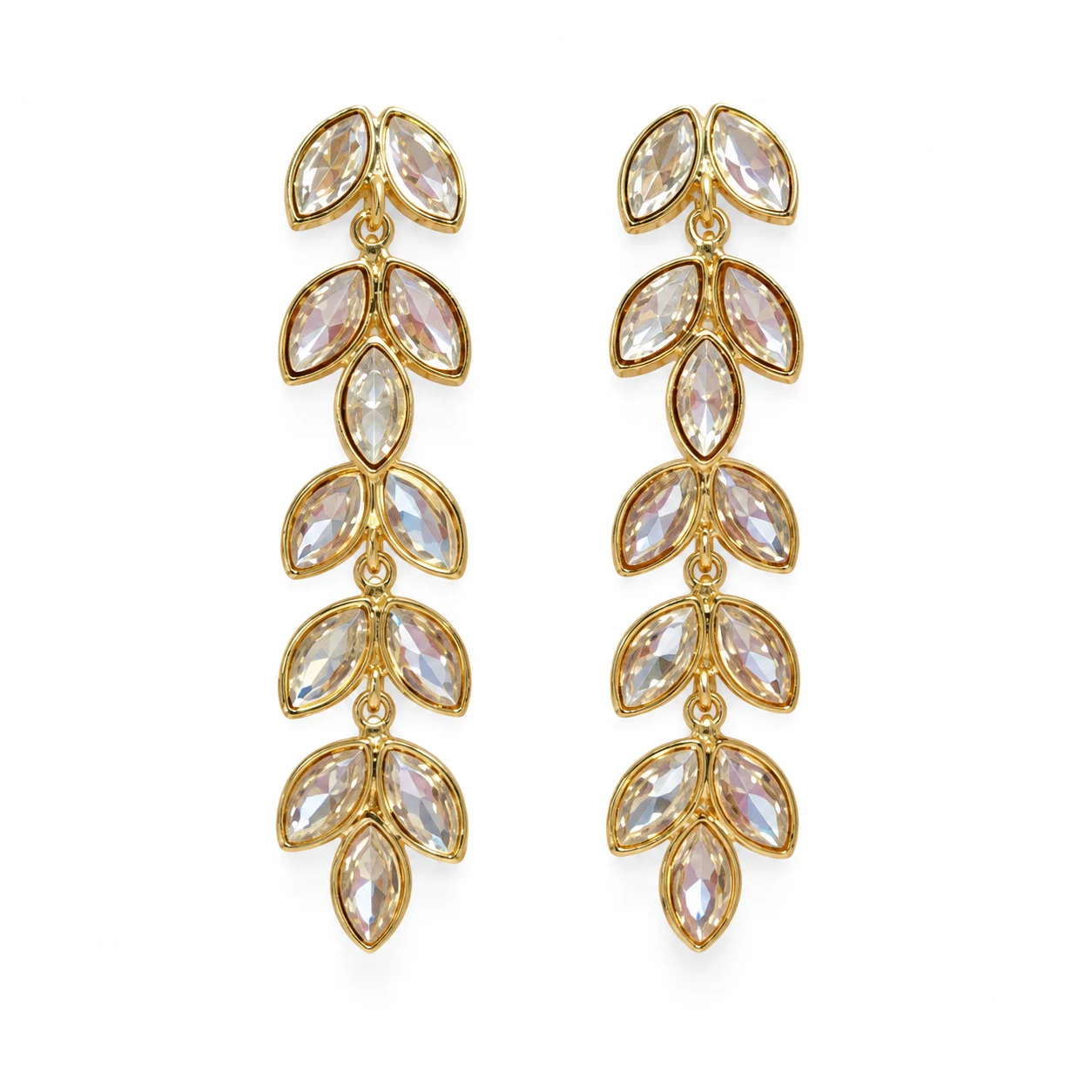 Gold-Tone Clear Marquise Leaf Drop Earrings · DZ-0221AQ-00490/PRS