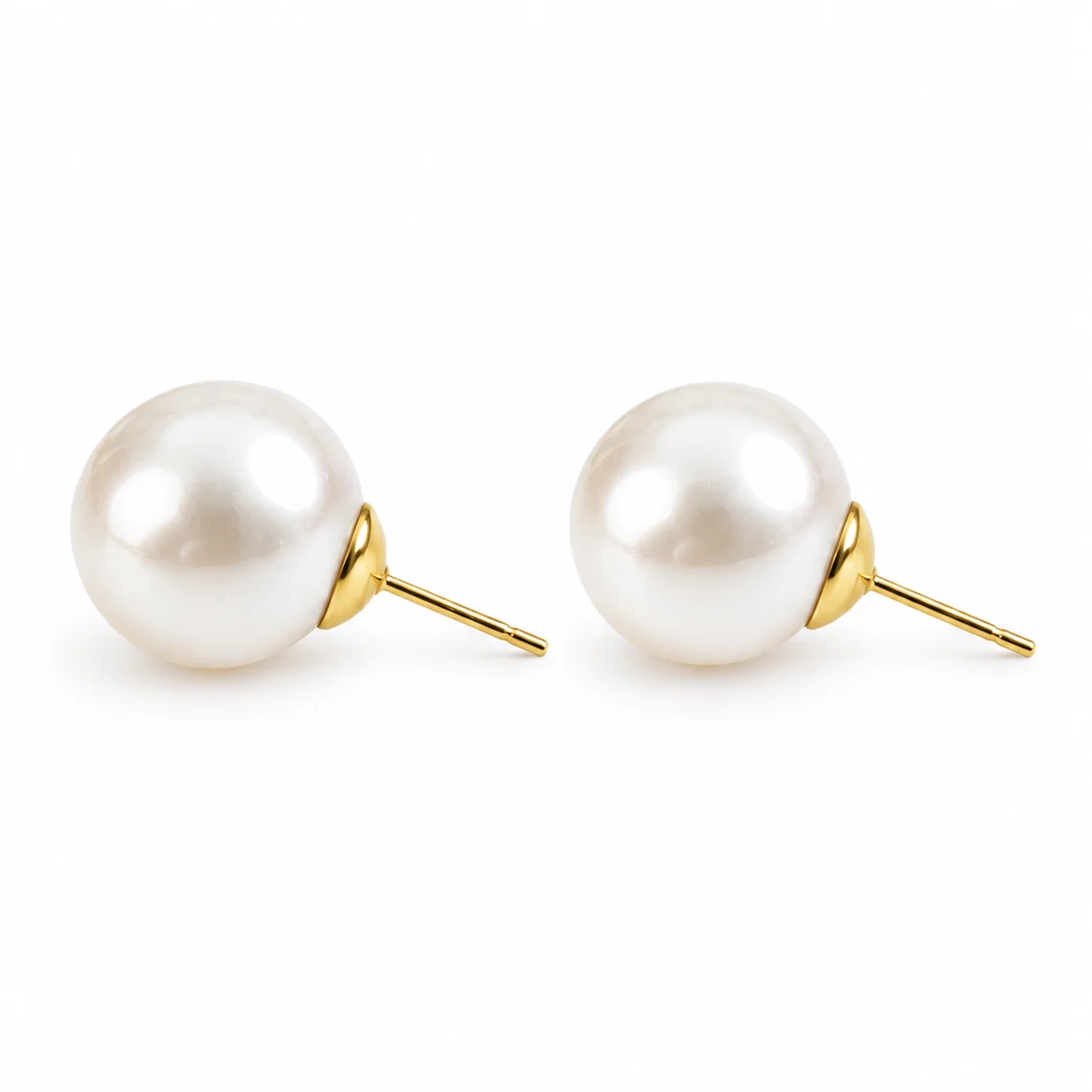 925 Silver White Imitation Pearl Stud Earrings · 10 mm · ED-0003-10-0670