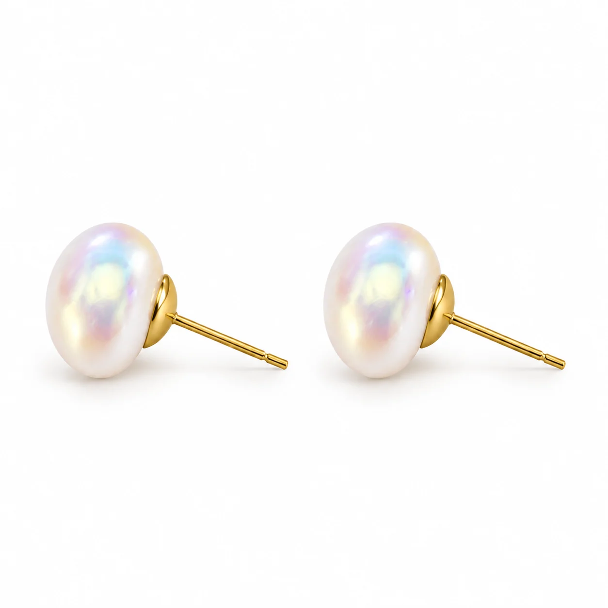 925 Silver Iridescent Imitation Pearl Stud Earrings