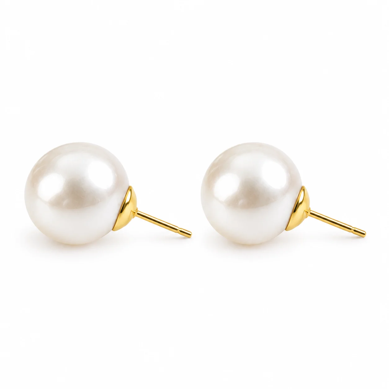 925 Silver White Imitation Pearl Stud Earrings · 12 mm · ED-0003-12-0680
