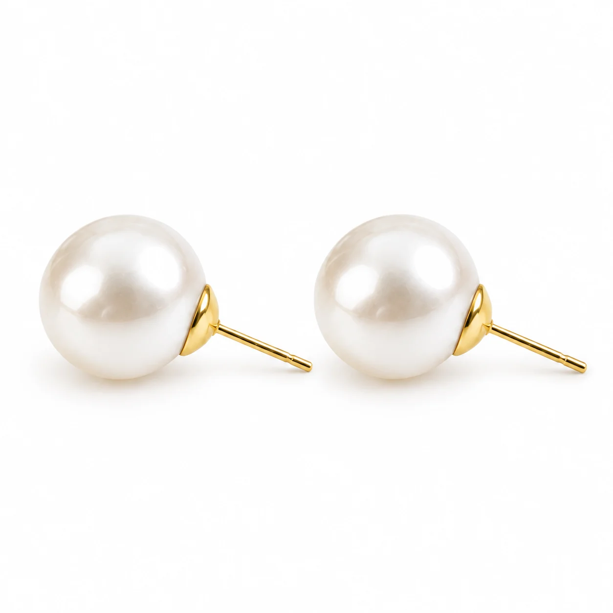 925 Silver White Imitation Pearl Stud Earrings · 14 mm · ED-0003-14-0700