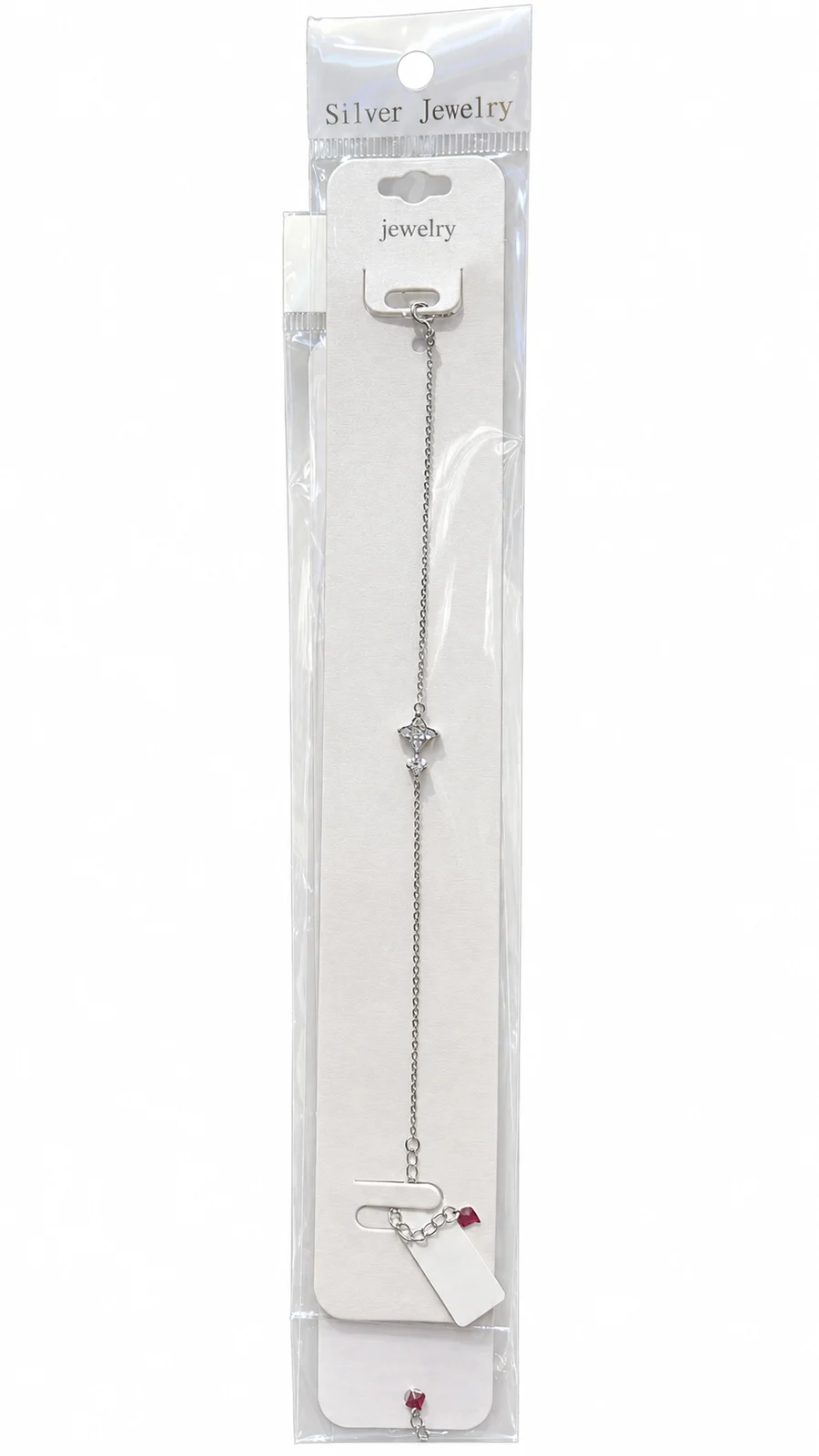 Silver-tone Fine-chain Bracelet with Sparkling Center Detail