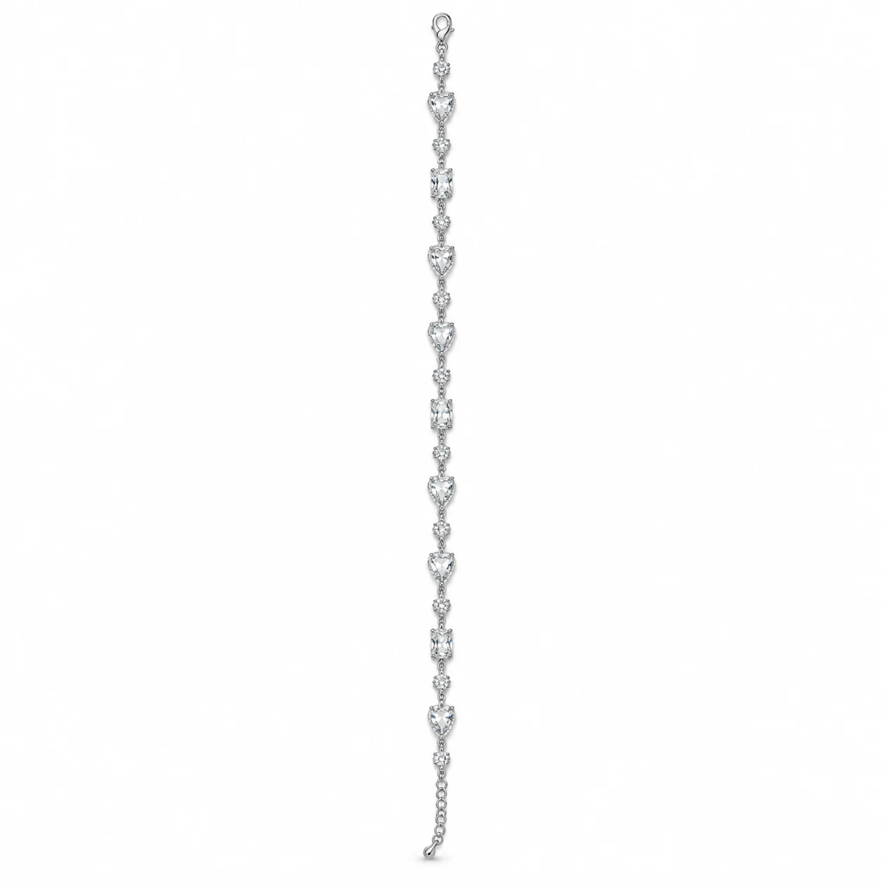 Silver-tone Chain Bracelet with Mixed-shape Clear Accents
