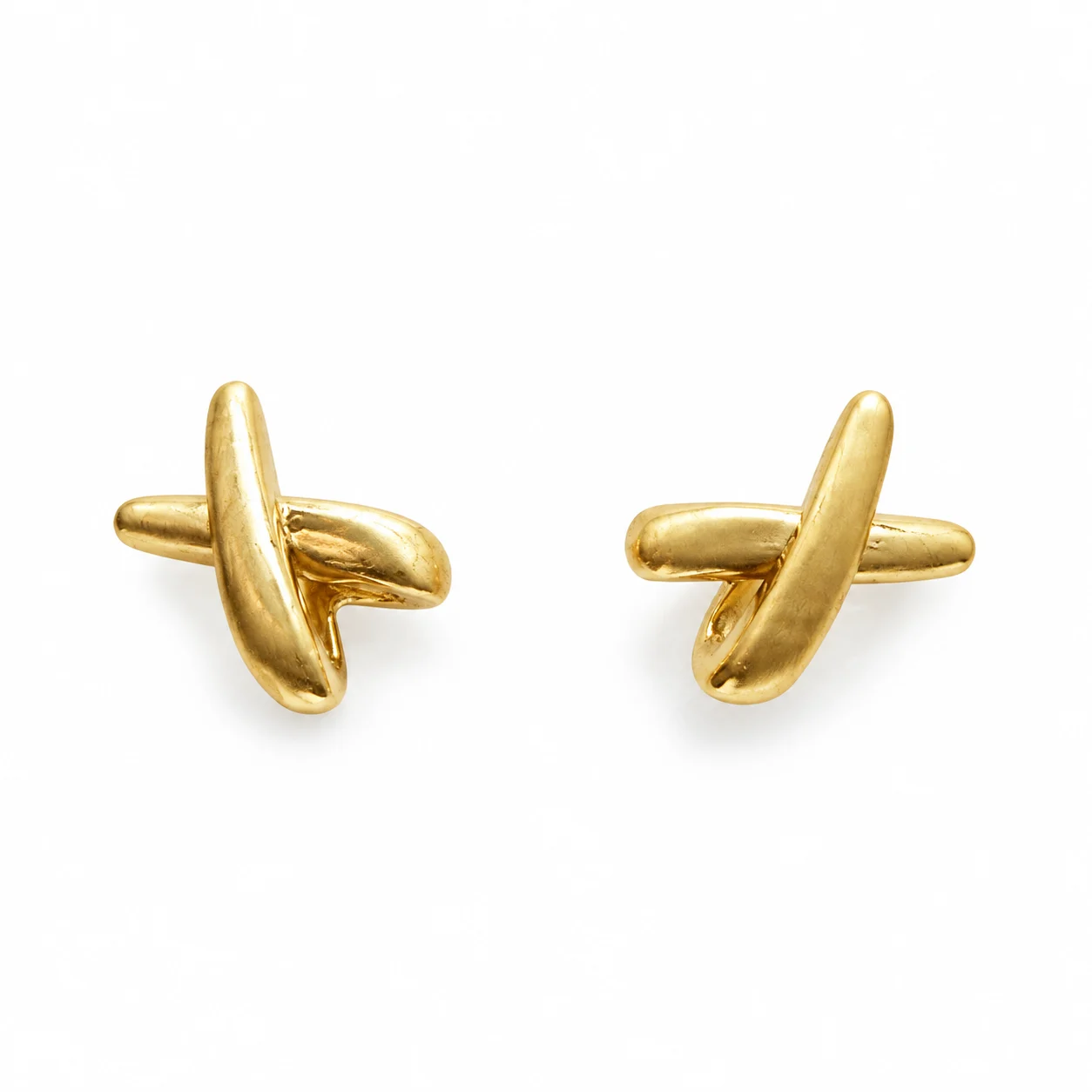Gold-tone Crossed Curve Stud Earrings