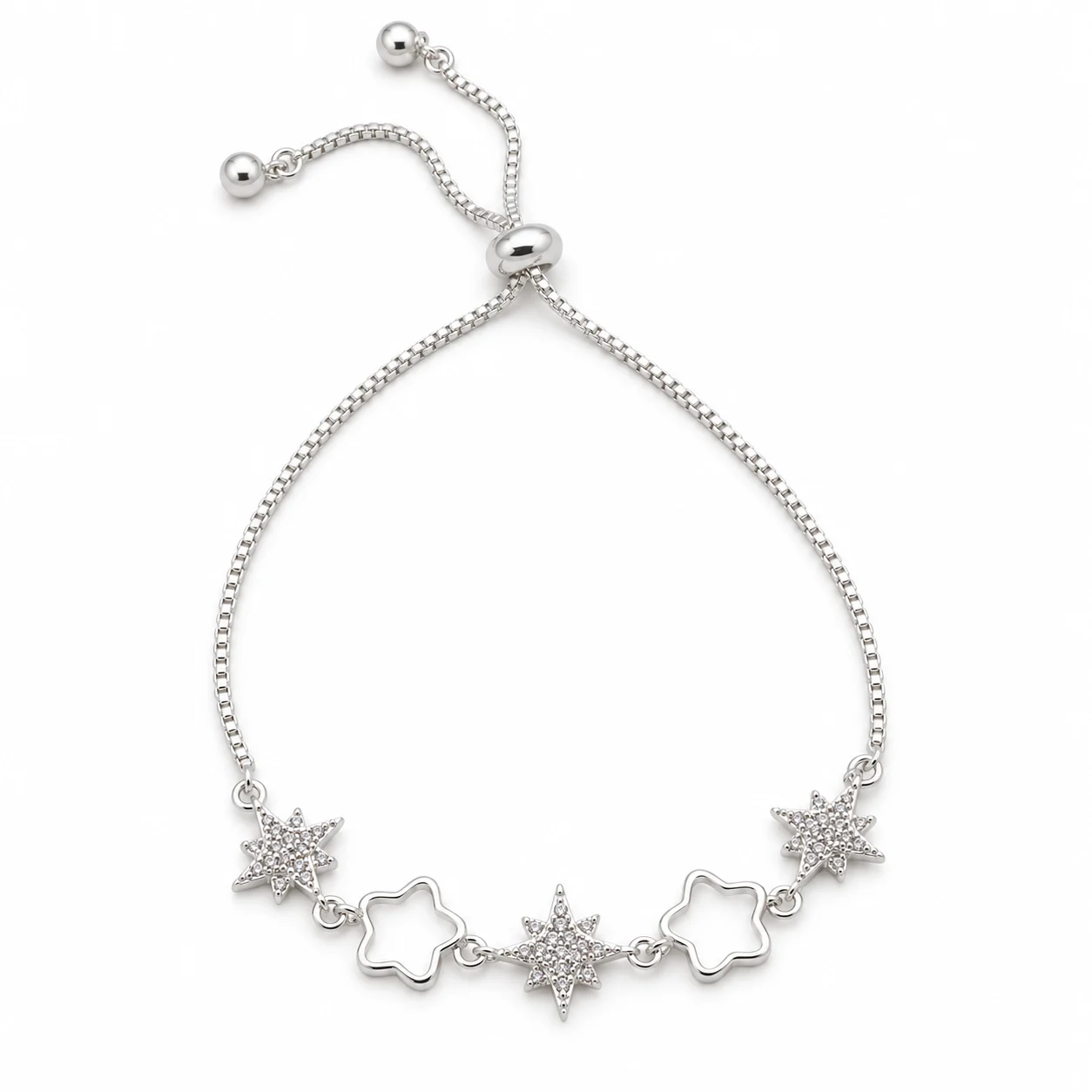 Silver-tone Star Bolo Bracelet