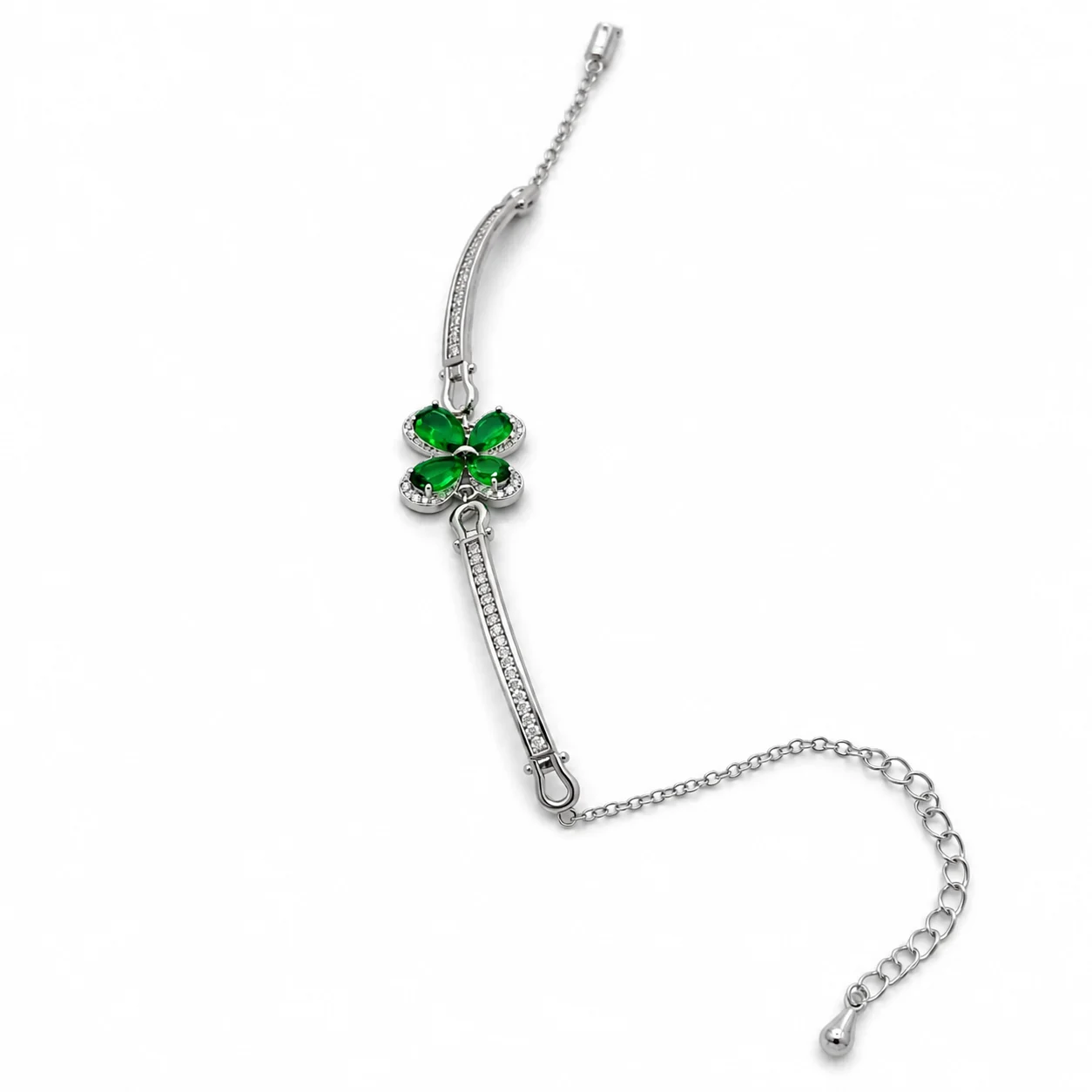 Silver-tone Chain Bracelet with Green Butterfly Detail