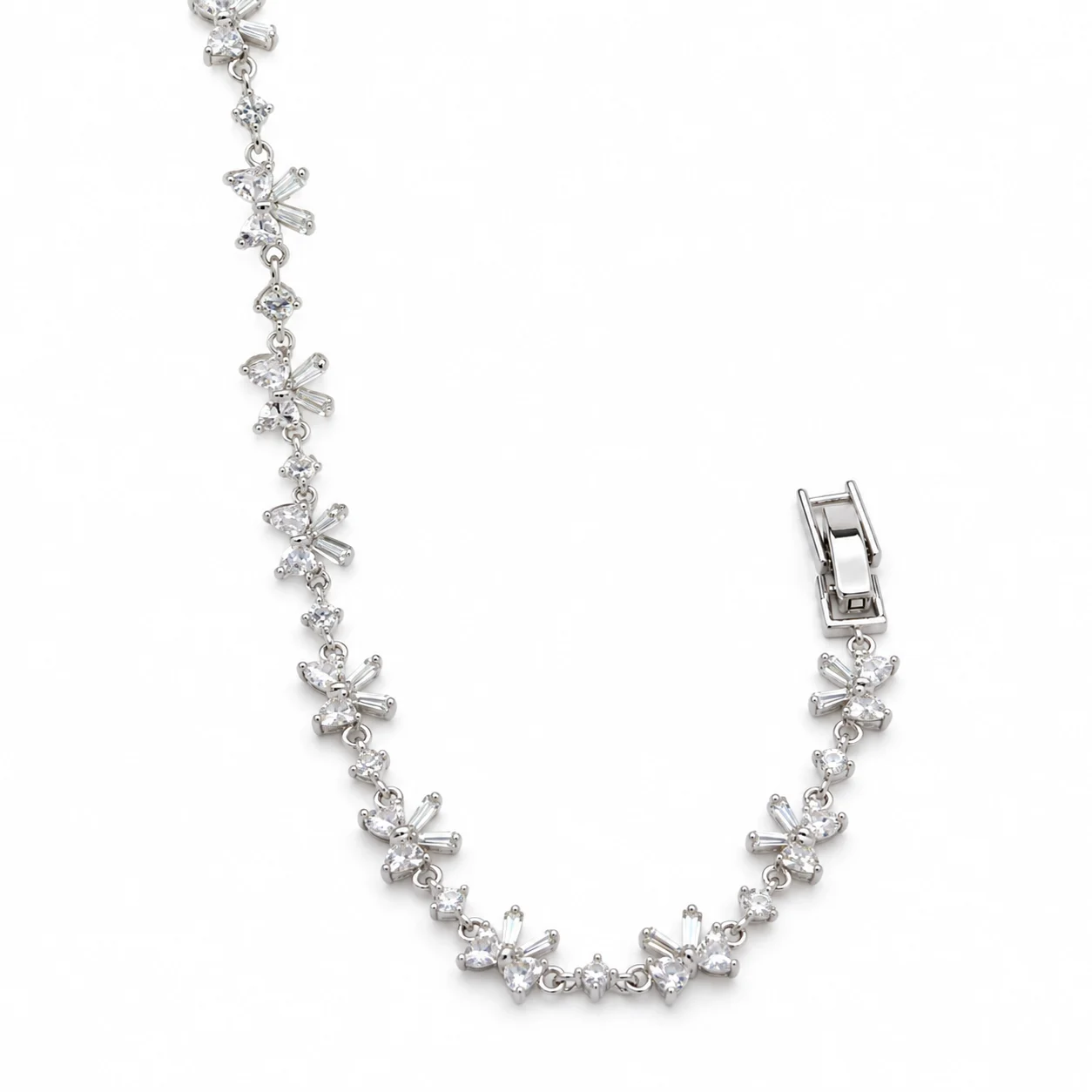 Silver-tone Bracelet with Clear Sparkling Links · 023472